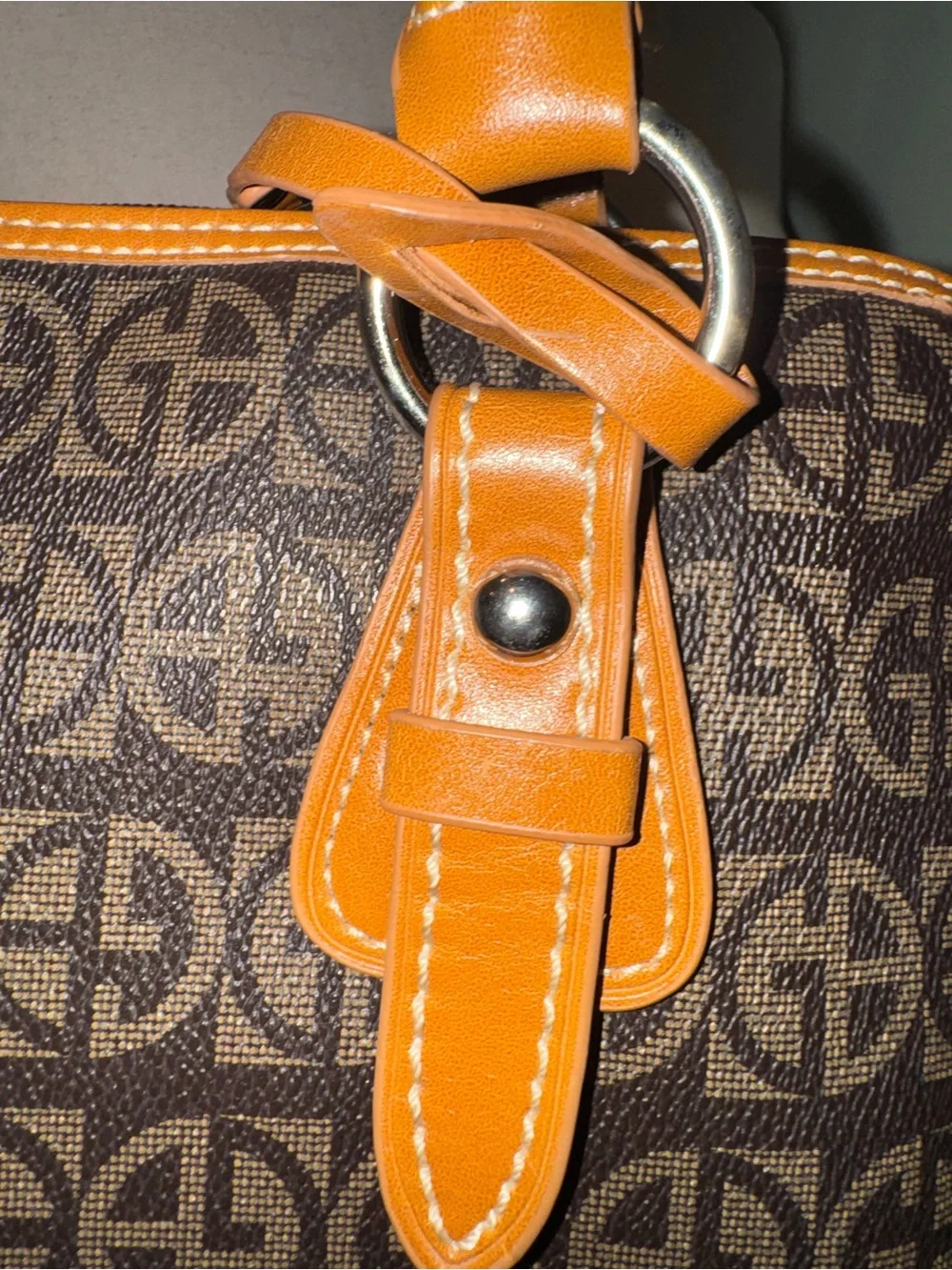 Giani Bernini Monogram Block Signature Dome Satchel Crossbody Bag Purse CLEAN
